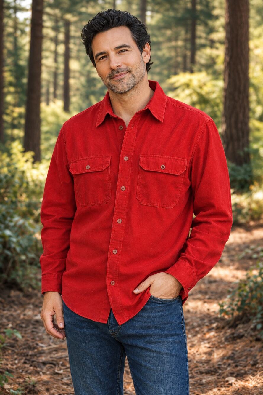 Woolrich Bright Red Collared Shirt Button Down with Pockets Size XL